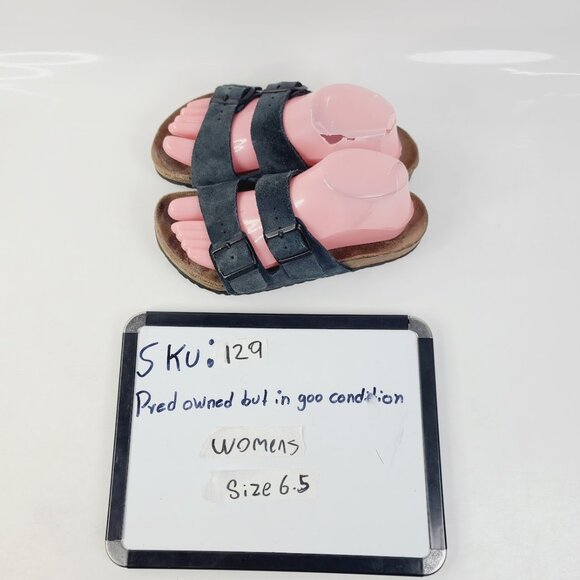 Birkenstock Women's Navy Arizona Soft Footbed Suede Slip-On Slide Sandal Sz 6.5 - Picture 5 of 5